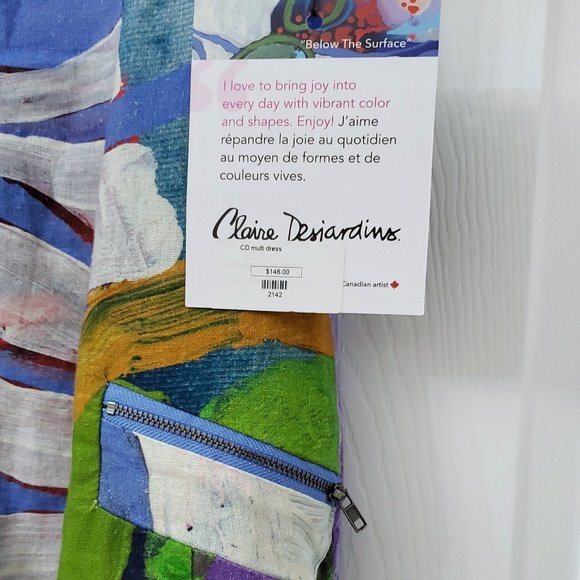 Claire Desjardins Linen Blend Watercolor Below the Surface Sleeveless Dress - Picture 10 of 15